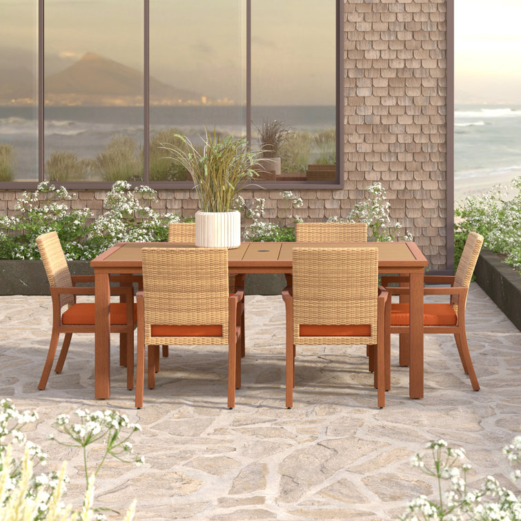 Tullio 6 - Person Patio Dining Set with Rectangular Table , Cushions Included