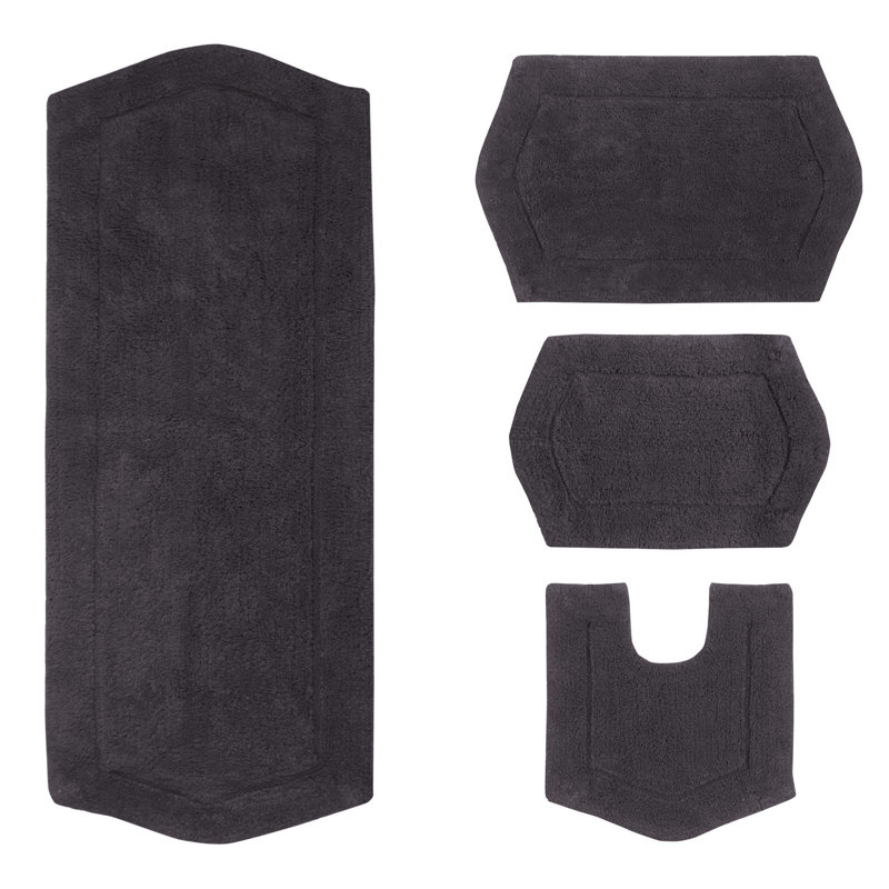 Ensemble de tapis pour salle de bain 4 pièces Morissette, gris