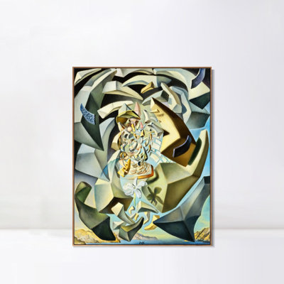 Framed Canvas Giclee Print Madone Microphysique by Salvador Dali Wall Art for Living Room Home Office Decorations(Wood Color Slim Frame,18"x24")