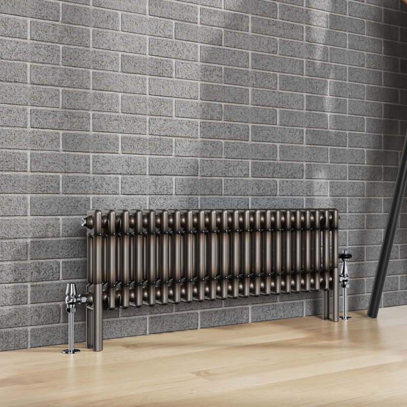 Doe Horizontal Traditional 2 Column Radiator Raw Metal, 300cm H x 1010cm W x 70cm D