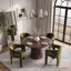 Ensemble de salle à manger rond à ovale extensible avec fauteuils demi-tonneau en chenille-2004809011
