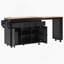 Îlot de cuisine 85,5 po avec table de salle à manger extensible, table de rangement avec 3 tablettes ouvertes latérales, îlot de cuisine roulant avec prise de courant, 3 tiroirs, 2 portes, pour la cuisine, la salle à manger, noir-288251614
