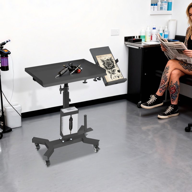 Chariot-plateau avec station de table rotative, Noir mat