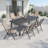 6 - Person Outdoor Dining Set with Adjustable Folding Chairs and Umbrella Hole-1825272321