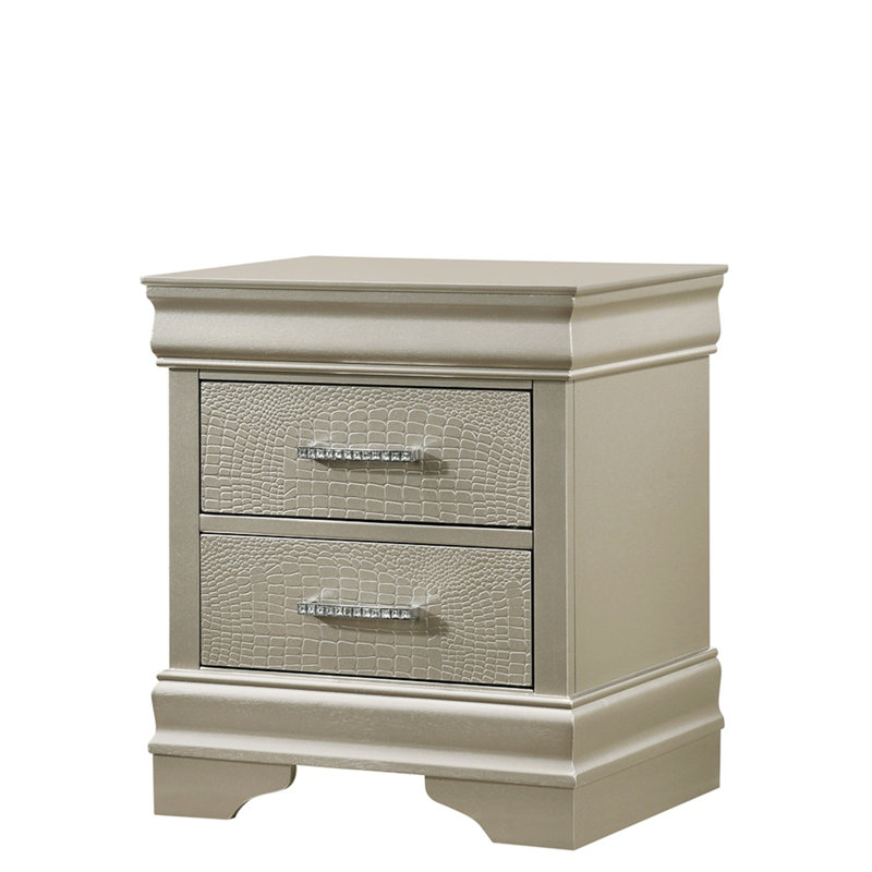 Himansu Nightstand, Modern Nightstand With Drawer, Bed Side Table, Silver
