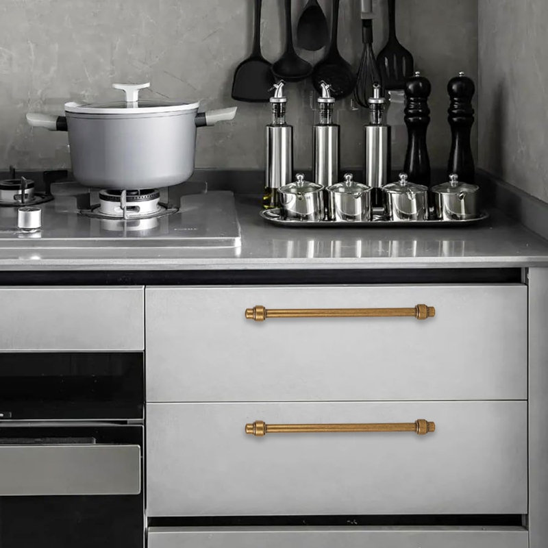 Paquet de 10 poignées d'armoire, poignées de tiroir en alliage de zinc massif, quincaillerie de cuisine et de commode moderne avec filetage profond