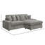 Canapé modulaire réversible en velours côtelé gris Tavia avec 6 coussins