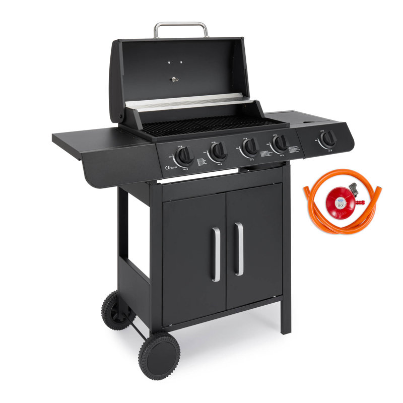 VonHaus 4 - Burner Countertop Natural Gas 9500 BTU Gas Grill with Side Burner and Cabinet
