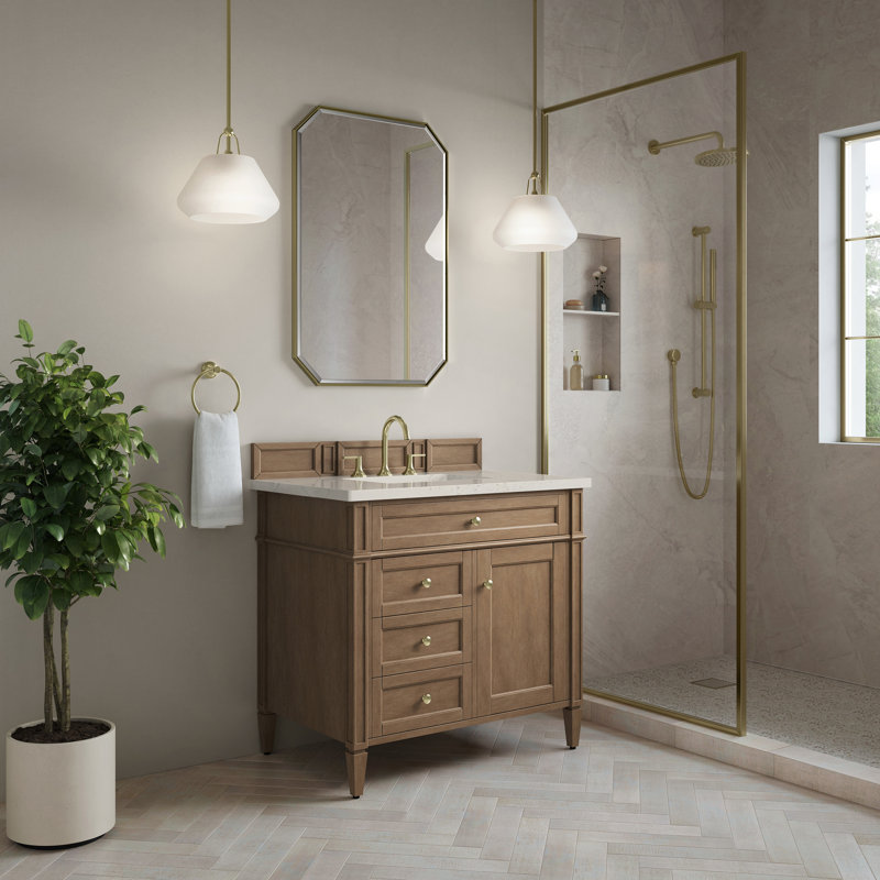 Brittany 36'' W Single Vanity, 8" Widespread, Pecan, Siberian
