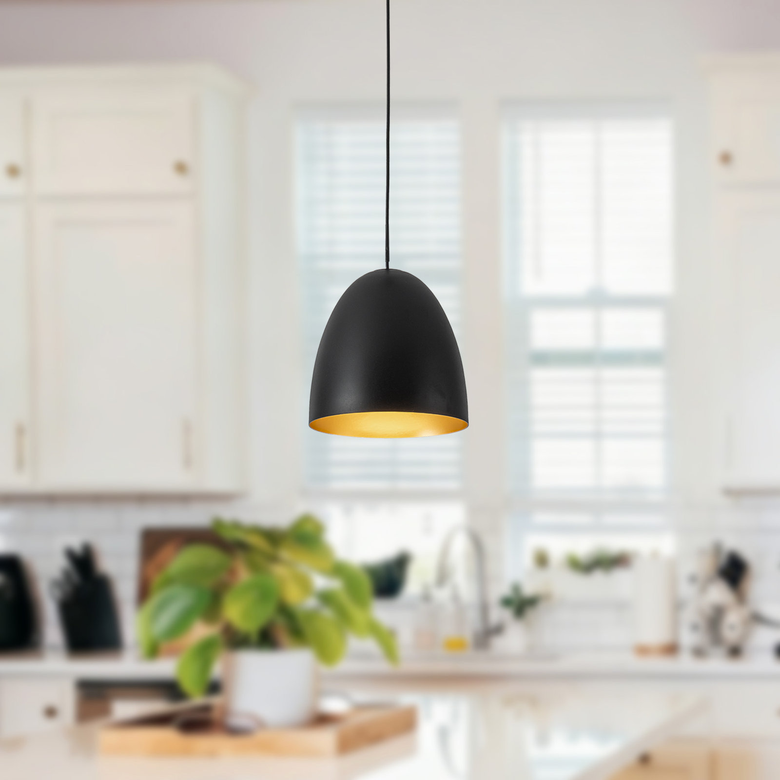 Yarrow 5-in Black Dimmable LED Pendant