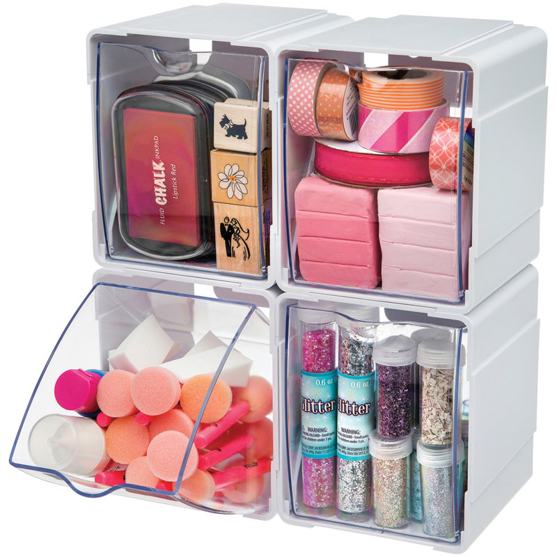 Organiseur de rangement en plastique avec casier inclinable