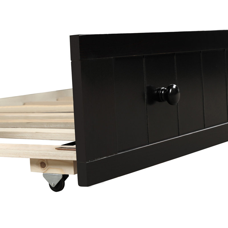 Twin Wooden Daybed with Trundle Bed, Sofa Bed for Bedroom Living Room,Espresso(OLD SKU:WF192861AAP), Espresso