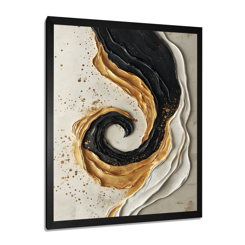 Suazo - art mural abstrait sur toile, 20" H x 12" W, Picture Framed, Black
