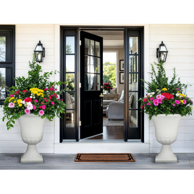 Urn Planters for Outdoor Plants, Large Flower Pots, Weather Resistant Handcrafted Large Flower Pots