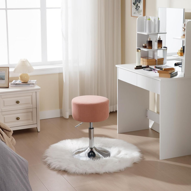 Bausch Swivel Upholstered Adjustable Height Counter Stool with Metal Frame, Pink, 1