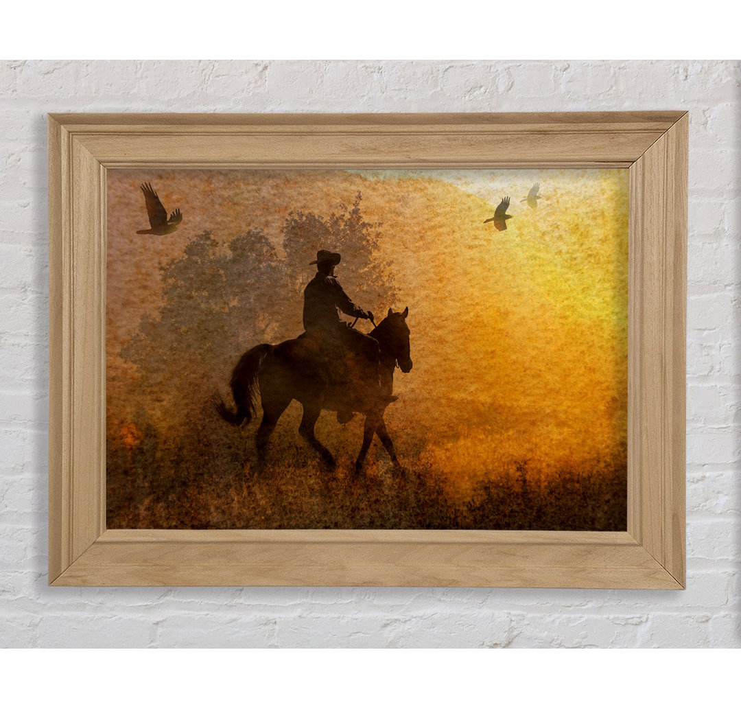 Hottinger Cowboy Sonnenuntergang Gerahmter Druck Wandkunst