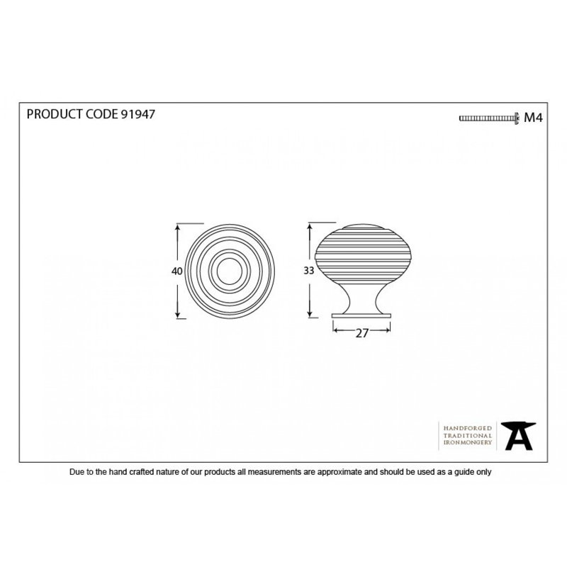 Beehive 40mm Diameter Round Knob