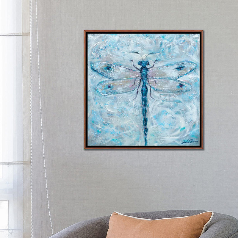 Dragonfly Blues - Framed Wall Art Print, Brown, 26" H x 26" W, Framed Print without Mat