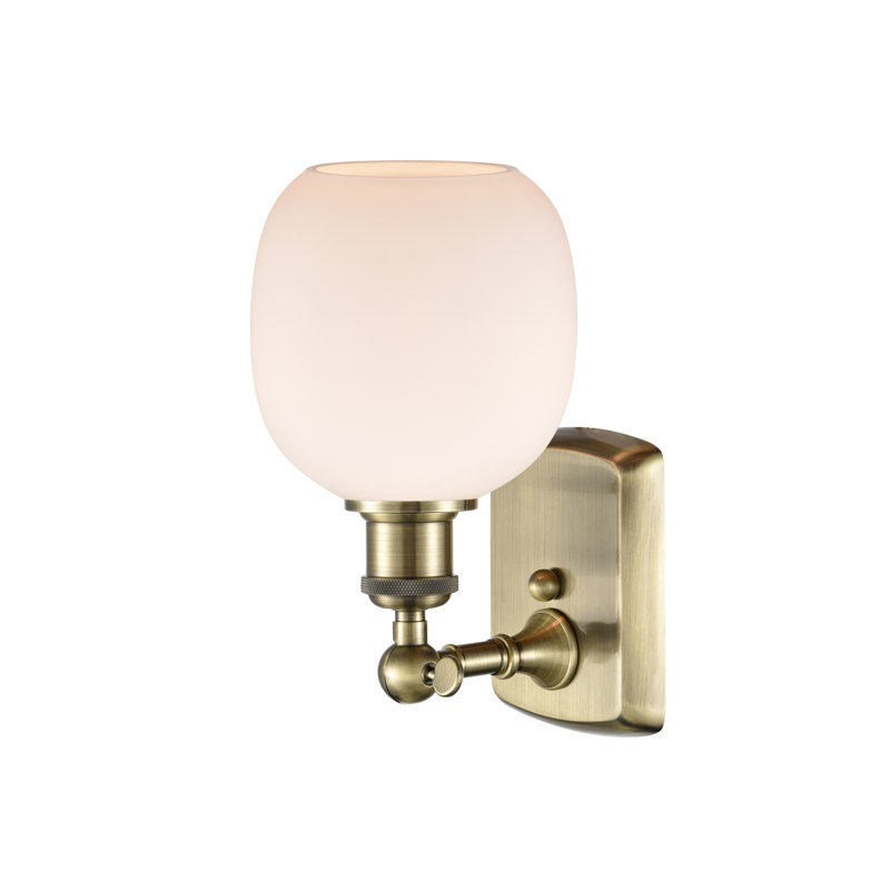Whelan 1 - Light Dimmable Armed Sconce, Matte White, No Bulb Included, Antique Brass