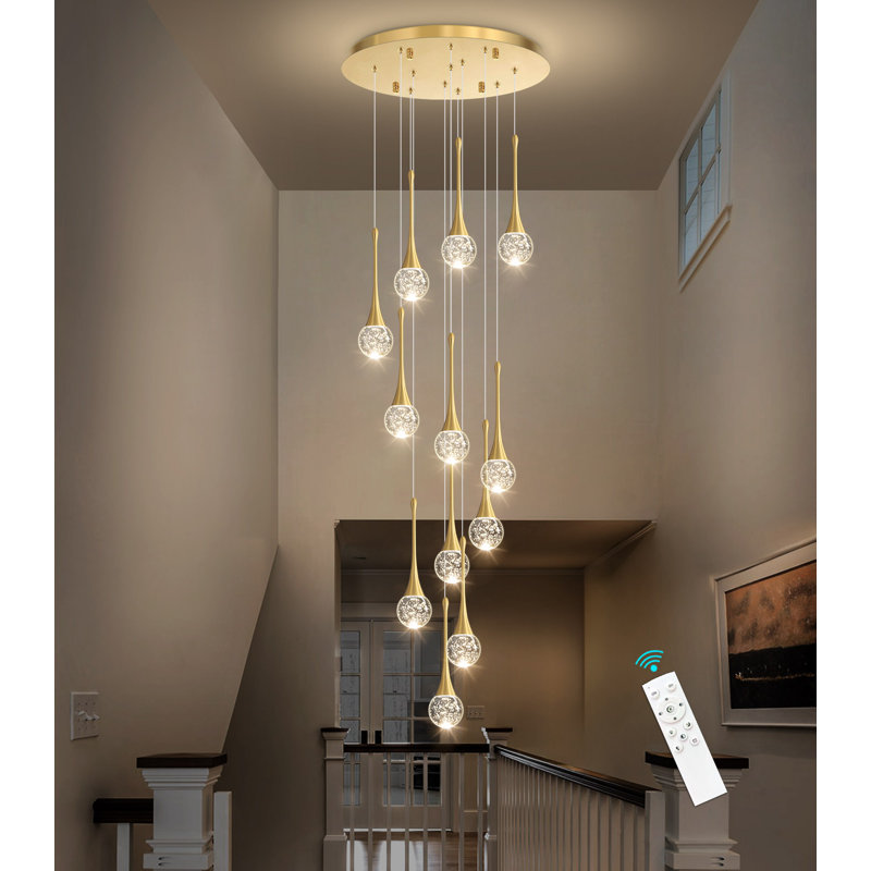  Luminaire suspendu 12 lumières DEL Glam, Doré