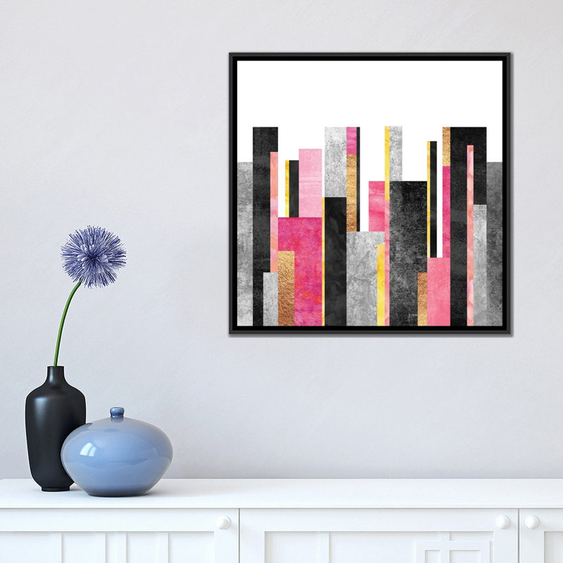 Skyline, impression sur toile tendue, H 26 po x l 26 po x P 1,5 po, Toile avec cadre noir, Pas de tapis