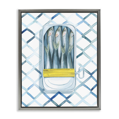 Sardine Can on Pattern Framed Floater Canvas Wall Art by Grace Popp