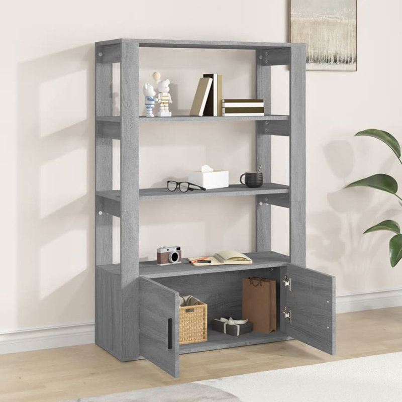 Liiam 119.5cm H x 80cm W Standard Bookcase, Grey