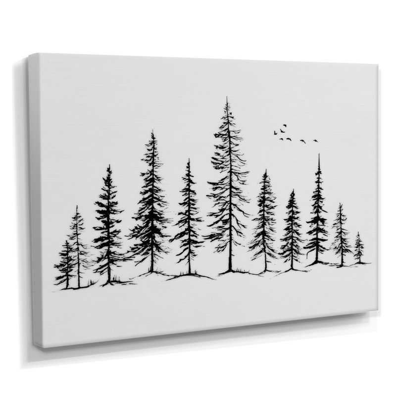 «Pine Tree Forest In Winter Wonderland», reproduction d'art sur toile Nature, H 12 po x l 20 po, Toile tendue