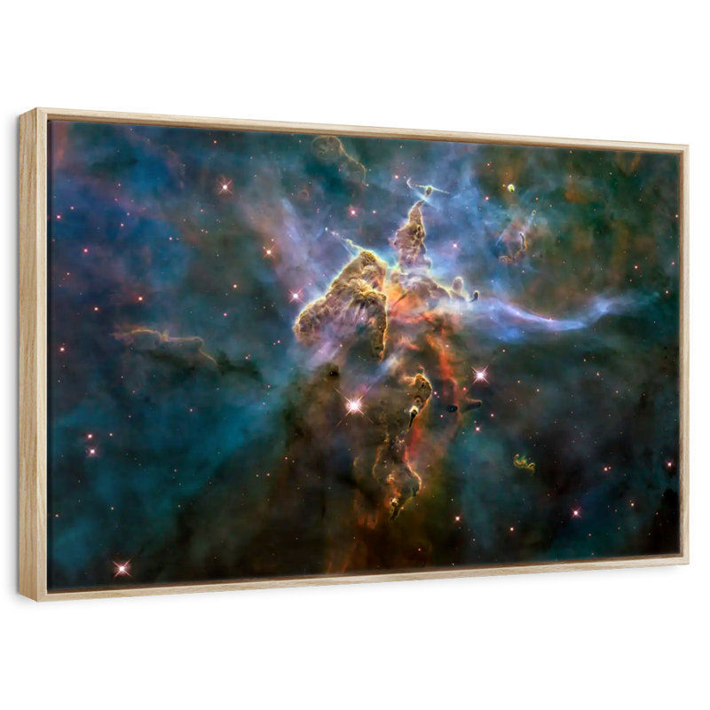 Carina Nebula Mystic Mountain, Cadre flottant en bois naturel, 46 po x 31 po