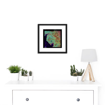 Science Map Satellite Lake District Cumbria UK Reproduction - Single Picture Frame Print