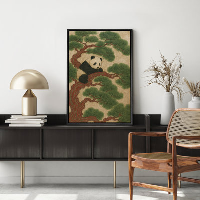 «Panda on Red Pine Tree Art», reproduction d'art sur toile encadrée