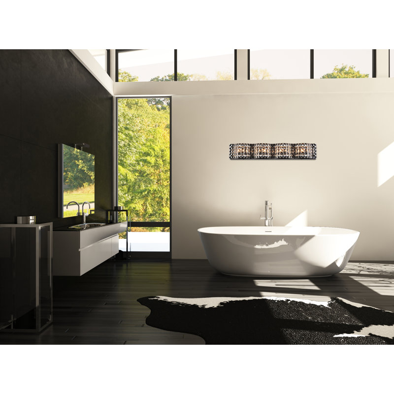 Falk Dimmable Bath Bar, Black, 4.7" H x 26.8" W x 26.8" D, 4 Lights