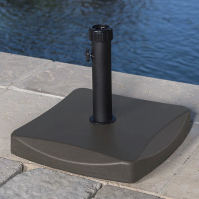 Tough Umbrella Holder 55 Lbs - Concrete And Steel, Takes 8-Foot Umbrella, Brown, 17.97 In. X 14.63 In Stand & Solid Holds
