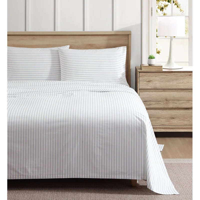 Ensemble de draps en percale de coton Shasta Lake , Ensemble de draps pour lit double avec 2 taies d'o