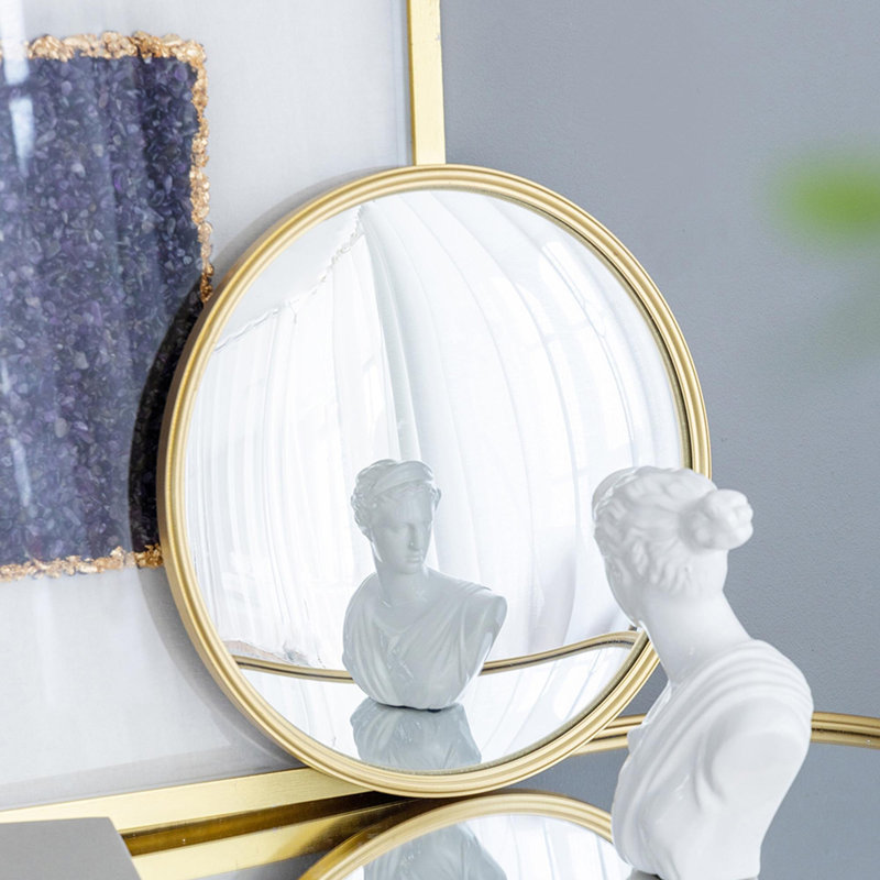 Miroir circulaire avec cadre en fer, 15 po x 15 po