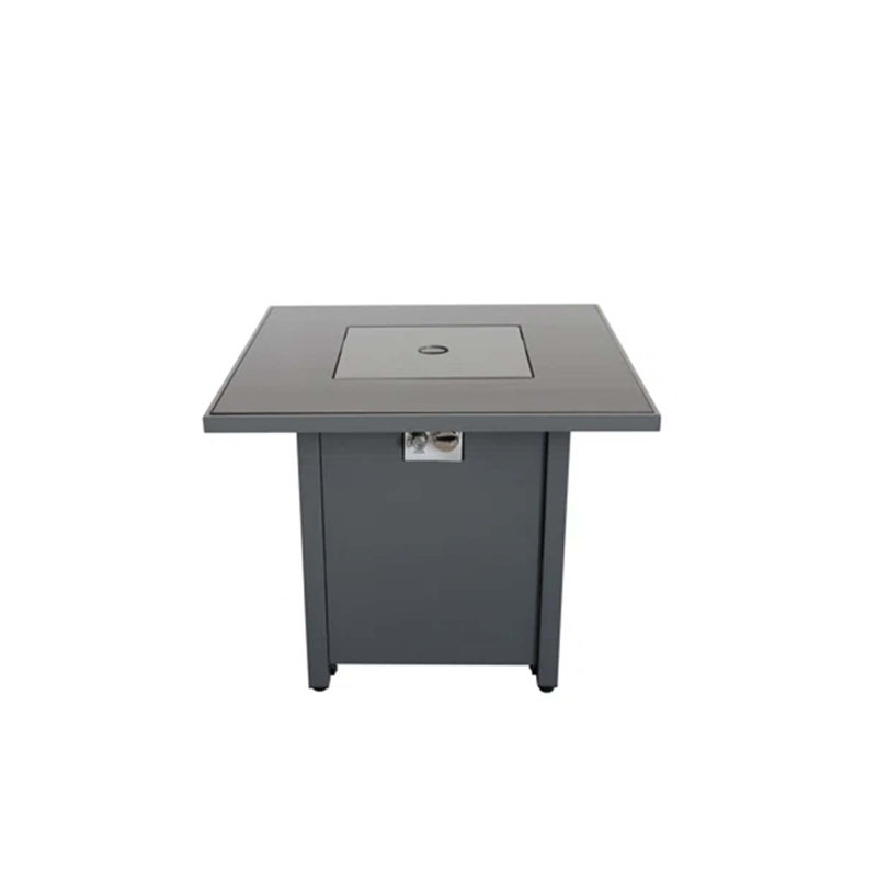 Steel Outdoor Fire Pit Table With Lid, Gray