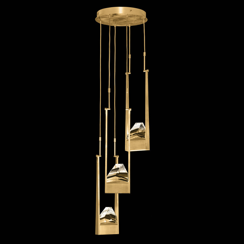 Luminaire suspendu rond 16 po Strata, Feuille d'or