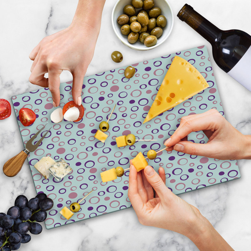 Ambesonne Geometric Cutting Board Large Size Circulars Pink Violet