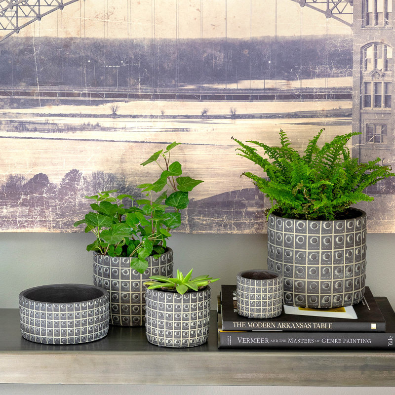 Cement/Sand Planter, 2.75"H x 6"W x 6"D