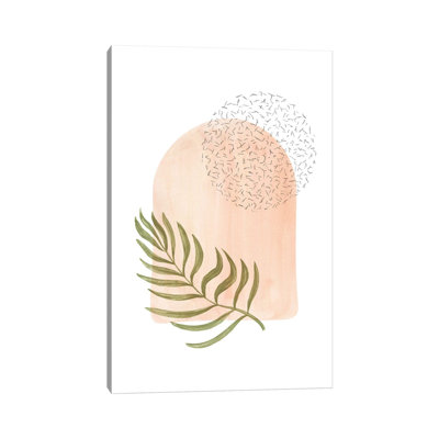 Peachy Tone Arch And Palm Leaf by Whales Way - Painting on Canvas