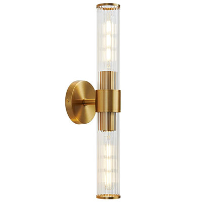 Luminaires de salle de bain Modern Gold Modern - Appliques murales avec abat-jour en verre fileté