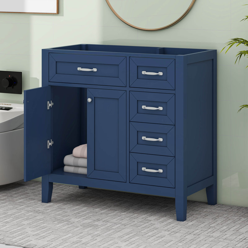 Meuble-lavabo 36 po sans lavabo, tiroirs, Bleu