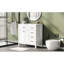 Meuble-lavabo autoportant blanc - 36 po avec lavabo en céramique, tiroirs, design moderne uni élégant-121054716