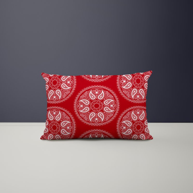 Paisley Outdoor Reversible Throw Pillow, Red
