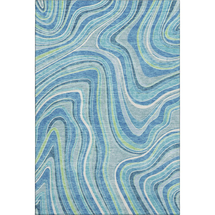 Premium Machine Washable Prisco Blue Rug