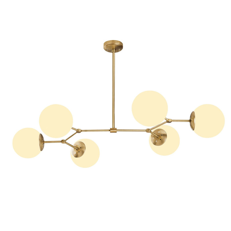 Scandinavian Chandelier, Metal Body, Yellow, 39.4 x 22.8 x 18.9 inches | 6 x E27 Max 40W Sockets, 3.9-inch Base Plate | Elegant Design, Includes Setup Instructions, Perfect for Modern Home Décor