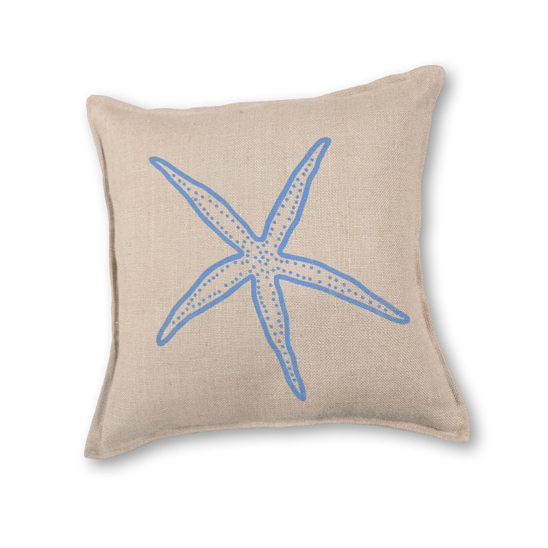  Coussin en toile de jute, Étoile bleue