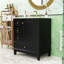 Contemporary Wood Single Bathroom Vanity with Ceramic Sink, Soft-Close Hinges and Built-In Shelving-1739679837