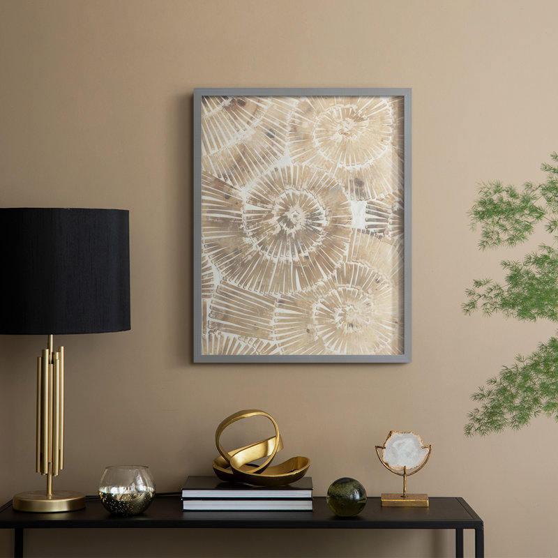 Fossil Nautilus II, reproduction encadrée - bois massif, H 21 po x l 17 po, Gris