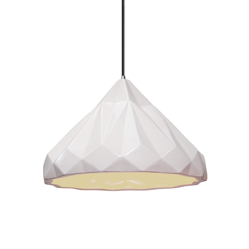 Luminaire suspendu géométrique 1 lumière Cattier, Chrome poli, Blanc mat